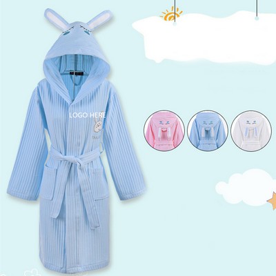 Kid's 100% Cotton Soft Hoodie Robe