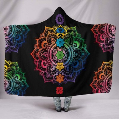 50" x 80" Hooded Sherpa Crystal Velvet Throw Sublimation Cloak Blanket