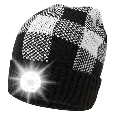 Checkered Style LED Light Beanie Hat