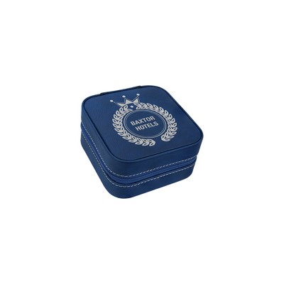 Blue/Silver Leatherette Travel Jewelry Box