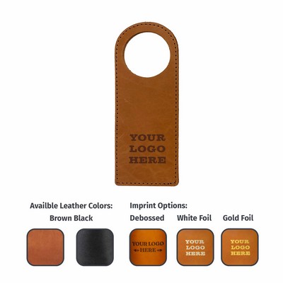 Full-Grain Leather Door Do Not Disturb Sign- Door Hanger w/Round or square Top-Double sided and sewn