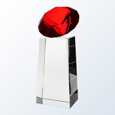 Red Diamond Pillar Crystal Award, 5 7/8"H