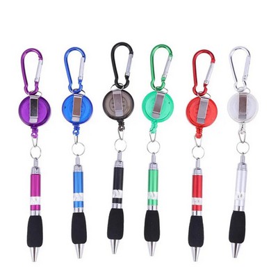 Retractable Carabiner Keychain Badge Reel Pen