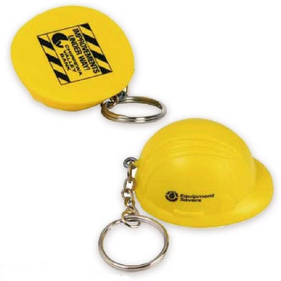 Hard Hat Shaped Stress Reliever w/Keychain