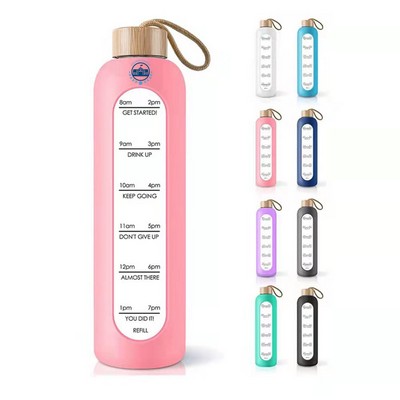 32oz Motivational Glass Water Bottle