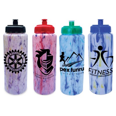 32 Oz. Confetti Sports Bottle w/Push 'n Pull Cap