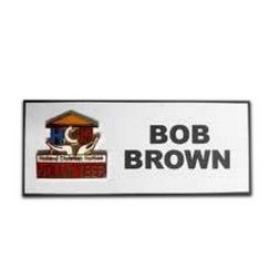 Plastic Name Badge w/Metal Emblem (1.5"x3")