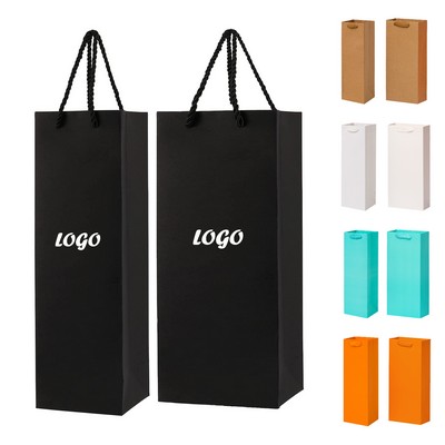 Matte Wine Bottle Paper Tote Bags 1 Bottle/2 Bottle