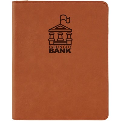 9 1/2" x 12" Rawhide with Zipper Laserable Leatherette Portfolio with Notepad