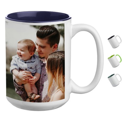 Full Color Sublimated 15 Oz. Two-Tone Ceramic Coffee Mug