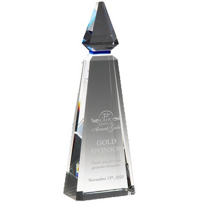 Blue Phineal Crystal Award, 11 1/2"H