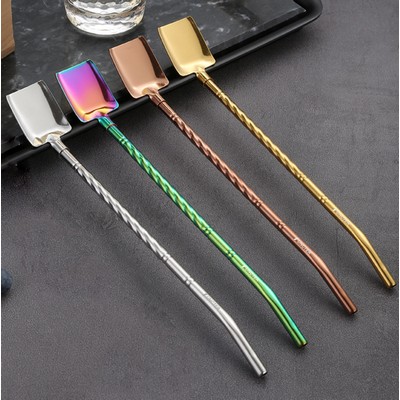 304 Stainless Steel Spiral Shovel Shape Straw Spoon