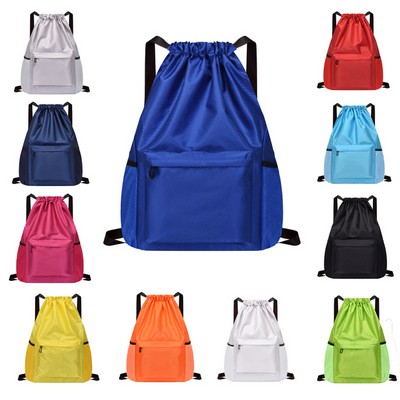 Waterproof Drawstring Backpack With Pockets