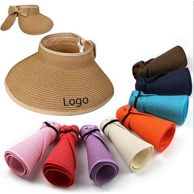 Sun Visor Foldable Wide Brim Roll-up Straw Hat