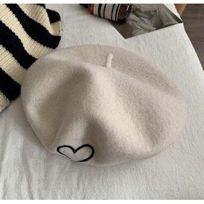 Wool Heart Pattern Shell Hat