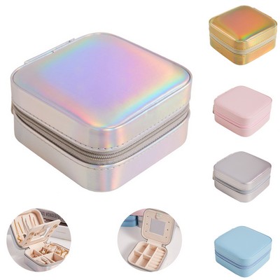 Compact Travel Jewelry Case with Built-in Mirror