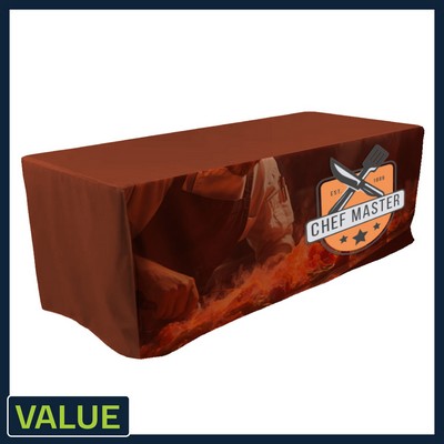 Value - 8 ft. x 30"Top x 29"H - 4 Sided Hemmed Fitted Table Throw (FRONT PRINT ONLY) Dye Sublimation