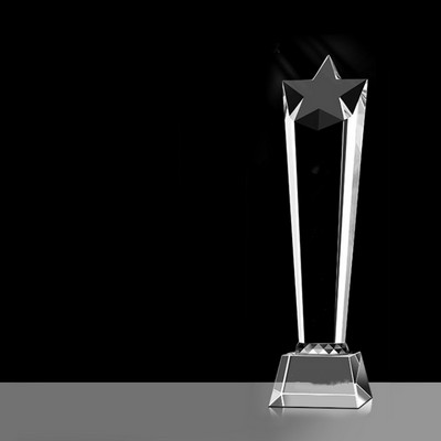 Crystal Trophy Award with Display Stand Base