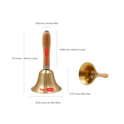 Laser Engraved Logo Solid Brass Hand Call Bell