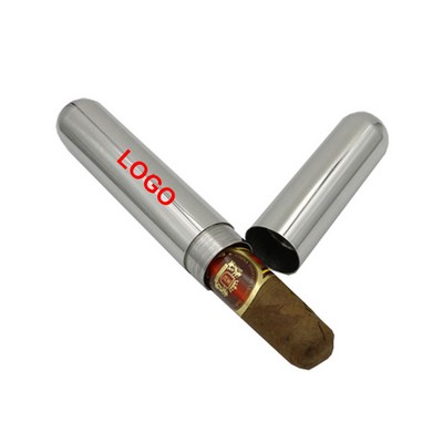 6 3/5''x1'' Portable Stainless Steel Travel Cigar Tube Case (Low MOQ)