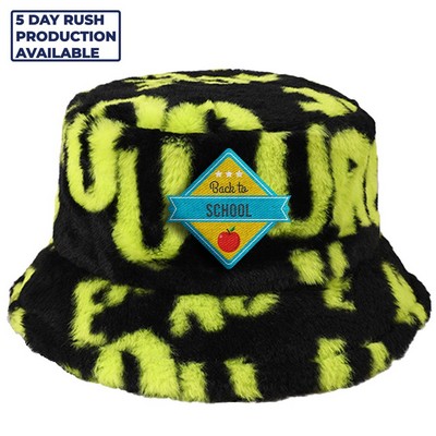 Faux Fur Printed Bucket Hat with Custom Logo