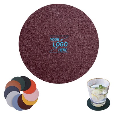 4" Round PU Leather Drink Coasters