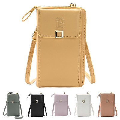 Ladies PU Leather Crossbody Shoulder Mobile Phone Bag