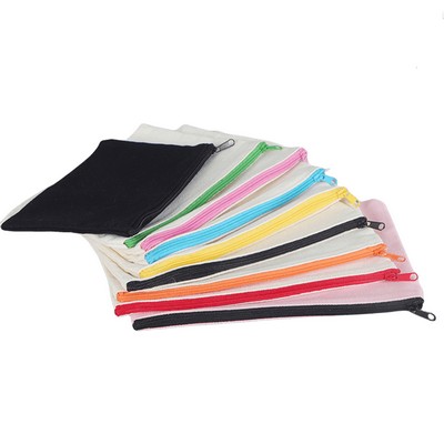 Multipurpose Canvas Color Zippered Pouch