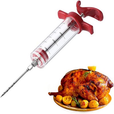 Plastic Marinade Meat Injector Syringe w/2 Professional Needles