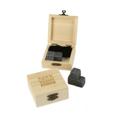 Wooden Gift Boxed 6pc Whiskey Stone Set