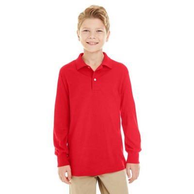 Jerzees Youth SpotShield™ Long-Sleeve Jersey Polo