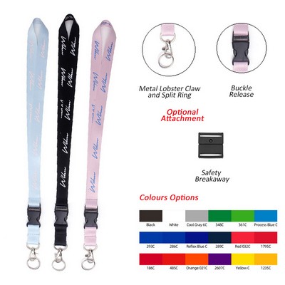 3/4" Polyester Lanyard w/ Lobster Hook And Key Ring