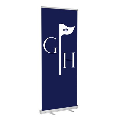 33" X 81" Retractable Fabric Banner Stand - Silver