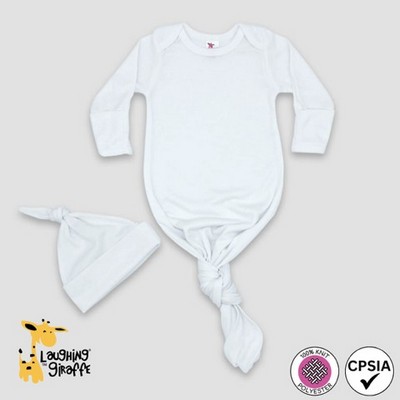 Baby Knotted Sleep Gowns and Hat Sets - White - 100% Polyester - Laughing Giraffe®