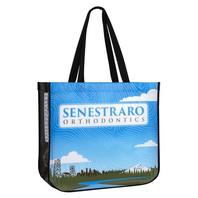 Custom Full-Color Laminated Non-Woven Round Cornered Promotional Tote Bag 16"x14"x6"