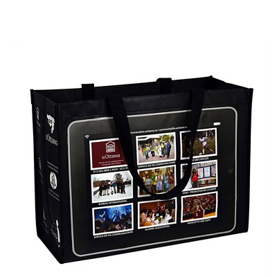 Custom 120g Full-Color Laminated Non-Woven Promotional Tote Bag 16"x12"x7"