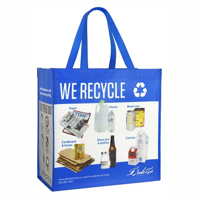 Full-Color Printed 150g Laminated RPET (recycled from plastic bottles) Recycling Bag 15"x15"x8"