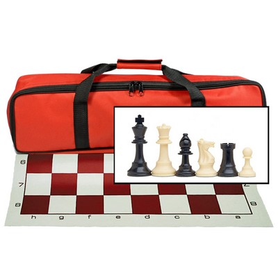 Travel Tournament Chess Set, 20 in Board, Chess Bag, 3.75 in. King