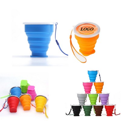 Folding Silicone Cup With Lid Portable