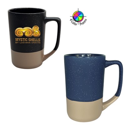 16 Oz. Satin Speckled Midnight Blue w/Warm Gray Base Tall Phoenix Cafe Mug (4 Color Process)