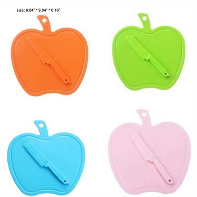 Apple Shaped Cutting Board with Knife