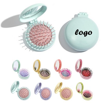 Round Hair Brush With Mirror