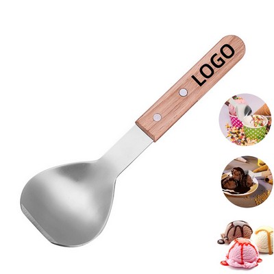 Stainless Steel Wooden Handle Ice Cream Scoop