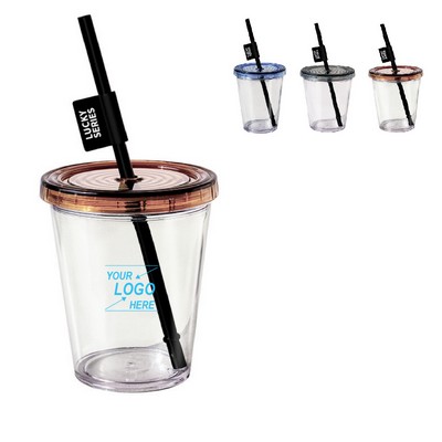 Plastic Coffee Mug With Straw&Lid