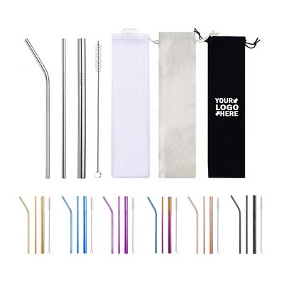 Stainless Steel Straws Metal Straws Set With Bag