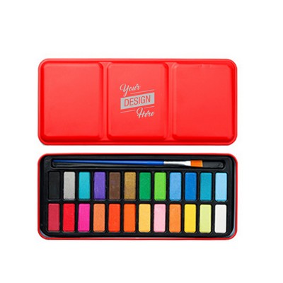 24 Colors Watercolor Paint Block Set