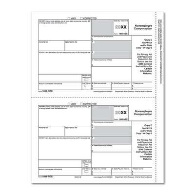 1099 NEC Payer & State Copy C Cut Sheets