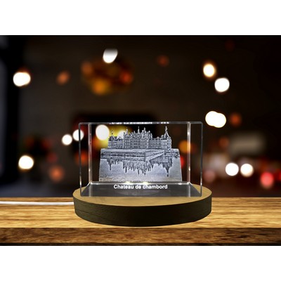 Renaissance Grandeur - Chateau de Chambord Immortalized in 3D Engraved Crystal