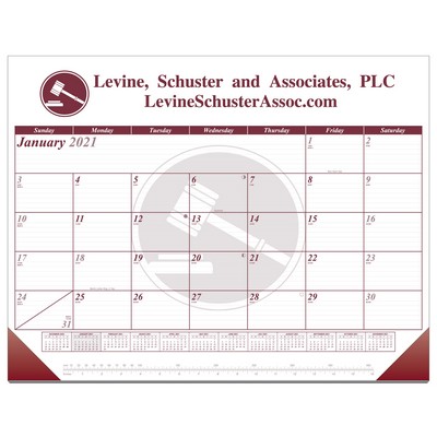 22" X 17"- 13 Month Desk Pad Calendar With 1 Color Art and Form.