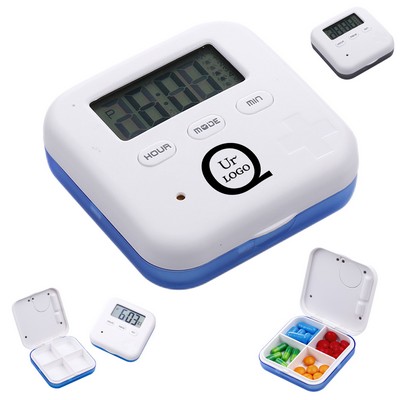 Four-Compartment Portable Pill Box Timer